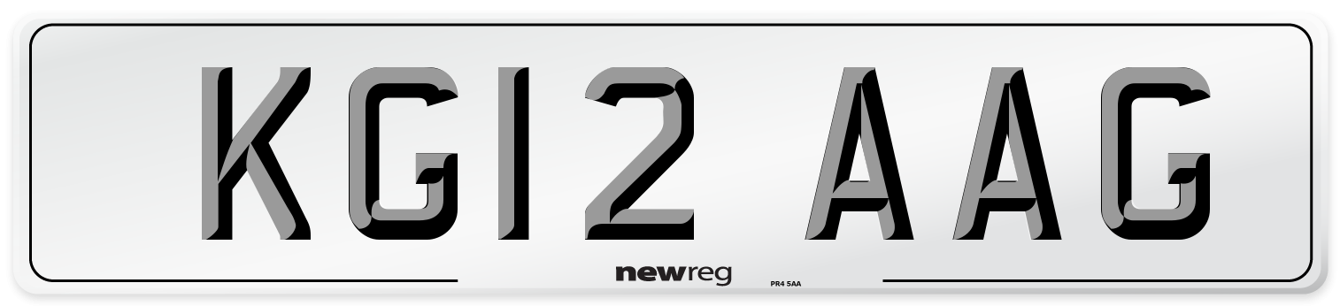 KG12 AAG Number Plate from New Reg